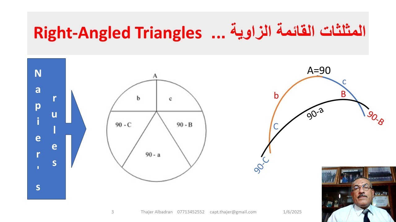 Spherical Triangle/ Right Angled & Right Side Formula/  حسابات ملاحية