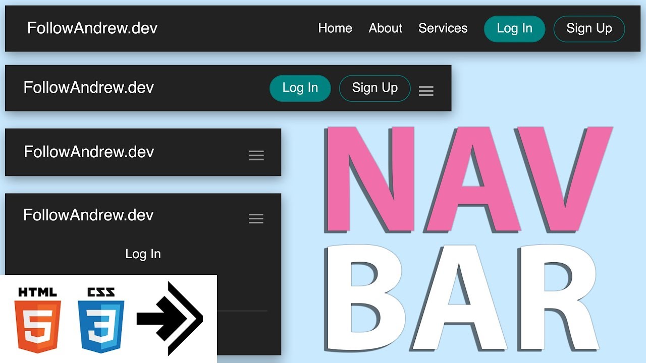 Учебное пособие по адаптивной панели навигации | HTML CSS JS Flexbox Navigation Menu