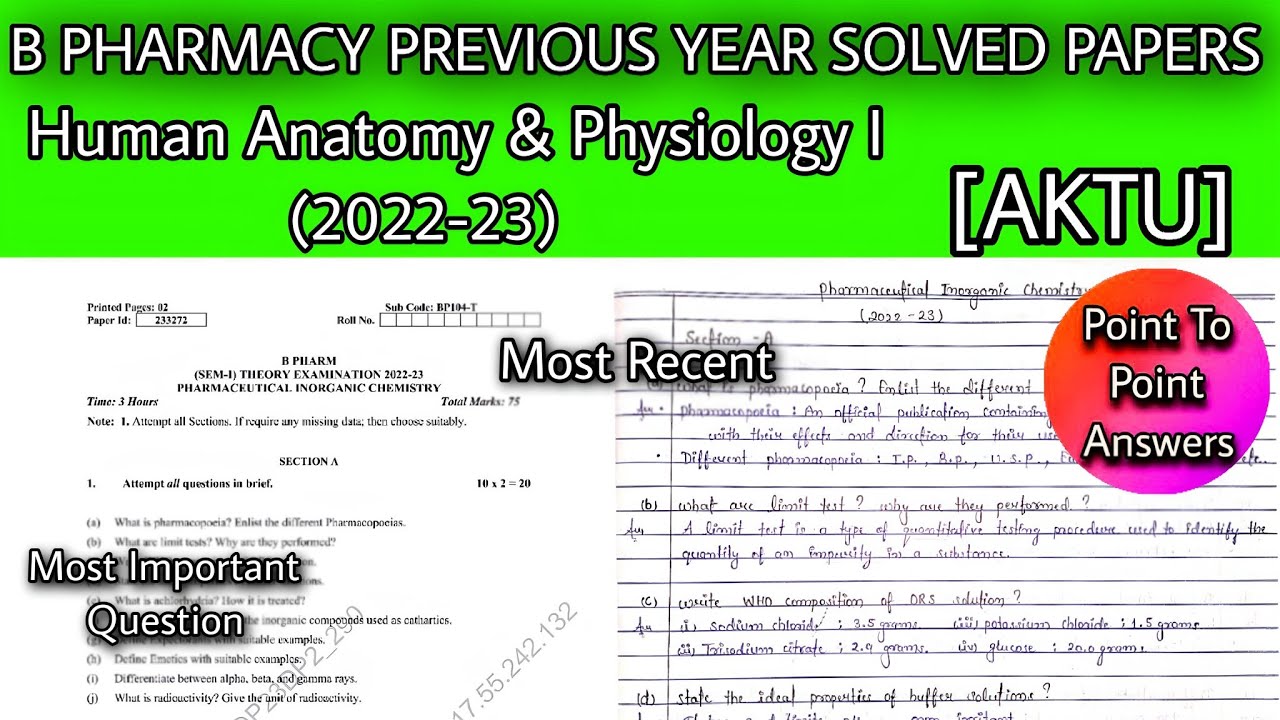 B PHARM PREVIOUS YEAR SOLVED QUESTION PAPER | 2022-23 | AKTU | SEM-1 | IMP QUESTION | HAP1 | B PHARM