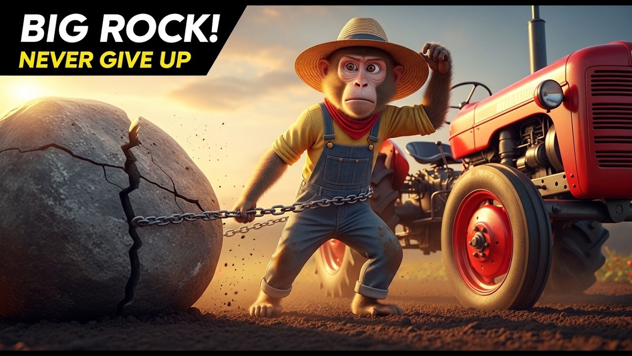 Monkey Nana and the Giant Rock | Inspiring Farm Story About Never Giving Up 🍅🚜 ⁨@Zoorro786⁩