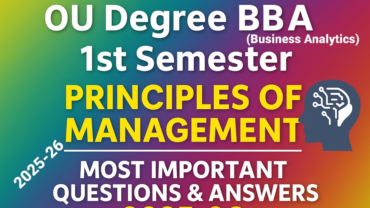 OU Degree BBA 1st Semester | PRINCIPLES OF MANAGEMENT | Most Important Questions & Answers 2025–26