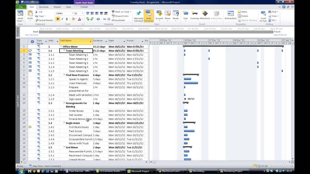 MS Project 2010 - Recurring Tasks, Linking Tasks, Constraints, Lags