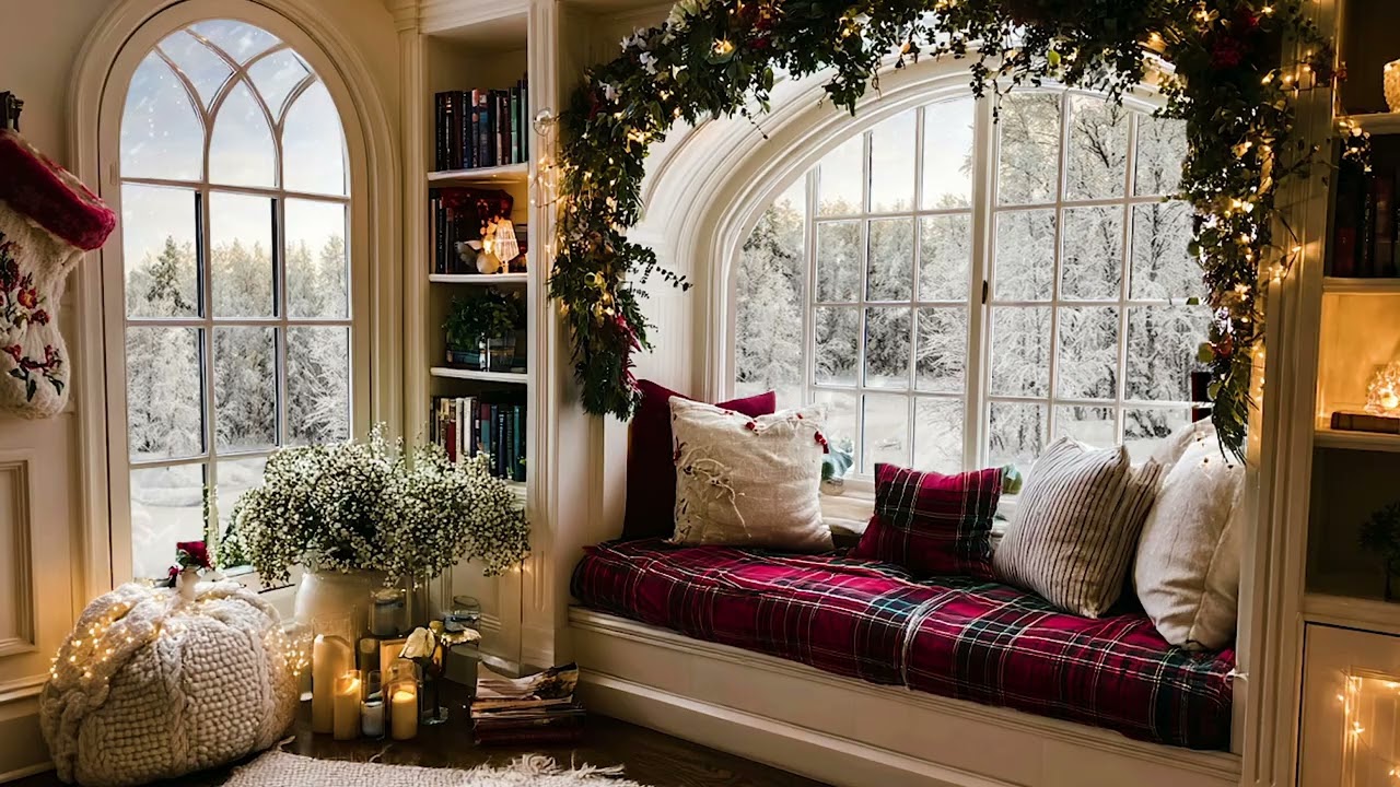 Winter Reading Corner ❄️📚 Gentle Snowfall & Smooth Jazz Ambience for Relaxation