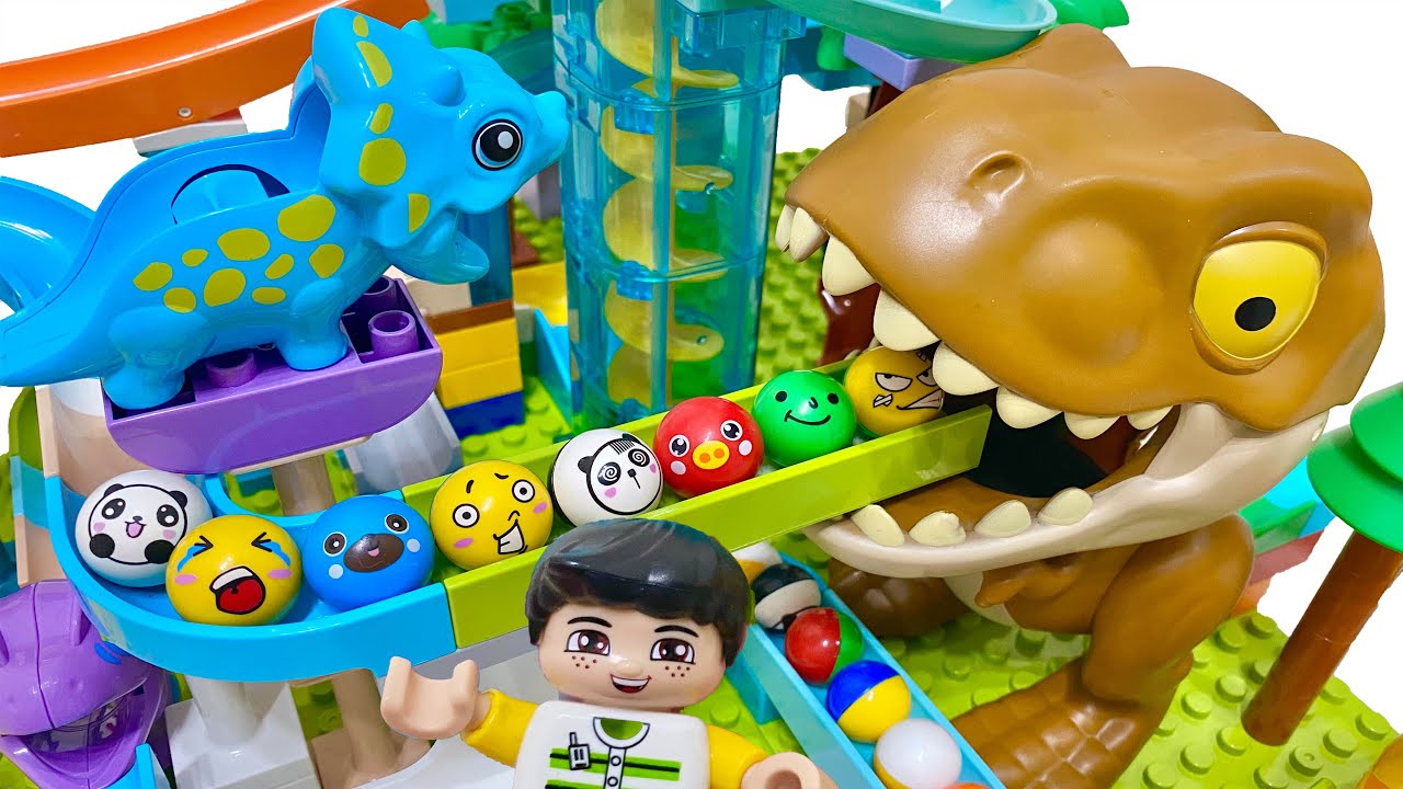 T-REX 🦖Dinosaur　Satisfying  Marble Track Set     Rolling Ball Sculpture  Marble Run   ASMR  LEGO
