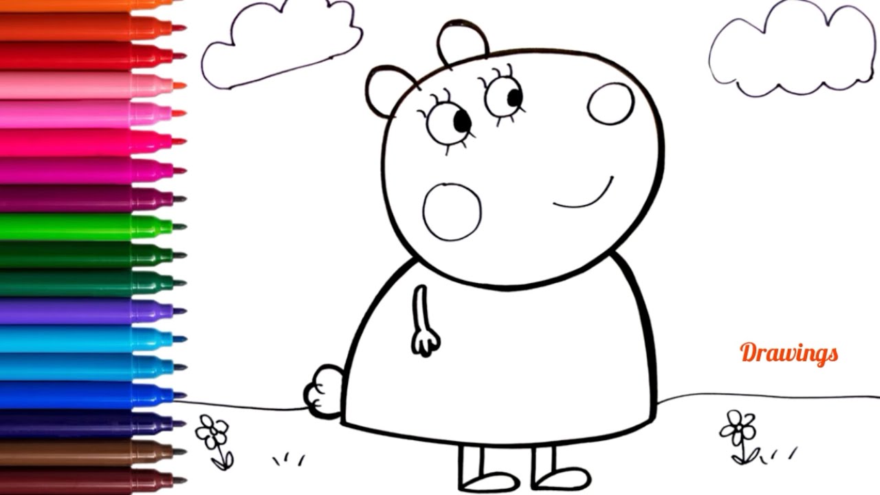Mummy Sheep Drawing Easy | How To Draw Mummy Sheep From Peppa Pig | Drawings For Kids