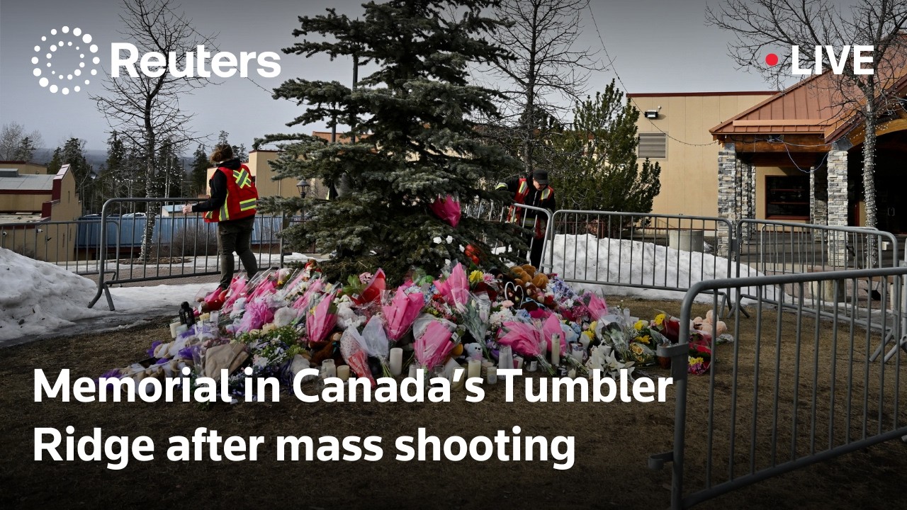 LIVE: Memorial in Canadian town Tumbler Ridge after mass shooting