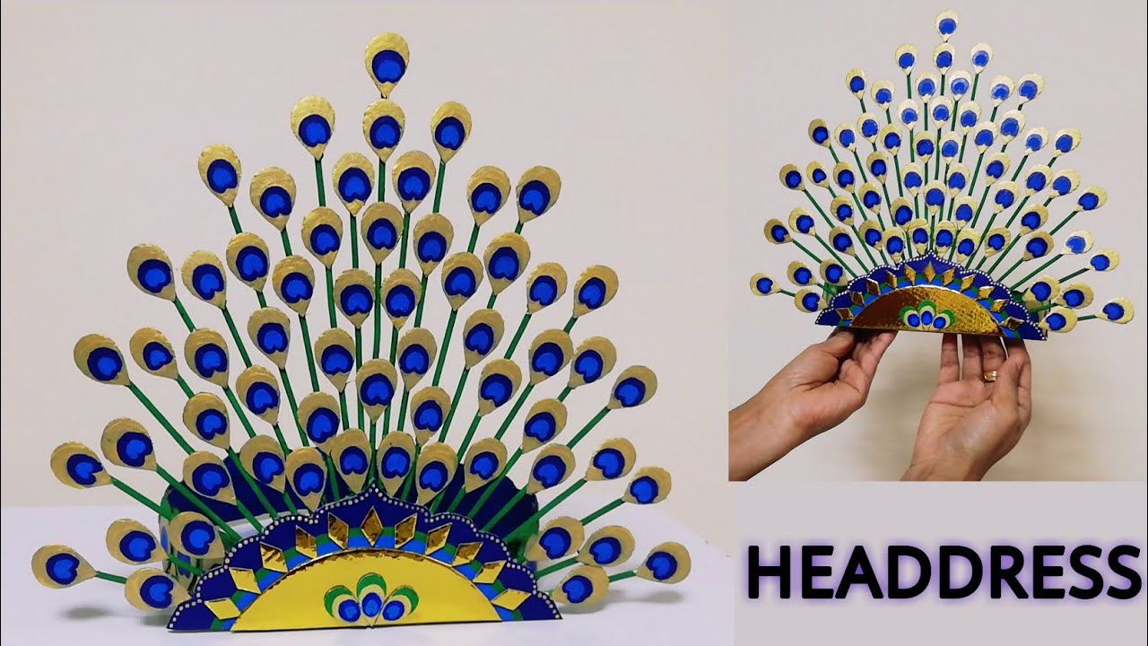 PEACOCK HEADDRESS/Cardboard Headdress/How To Make Cardboard Peacock Headdress/Headdress DIY/CMR