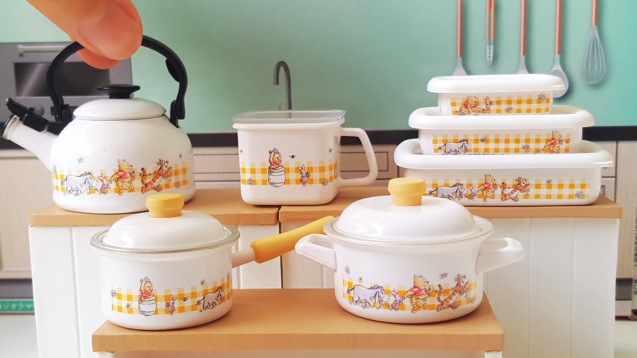 🍯Unboxing Mini Kitchen Gacha Toy Video - Fujihoro Winnie the Pooh Miniature Cookware Set 2024🍯