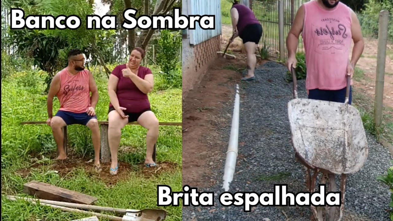 Espalhando Brita e Fazendo um Banco pra Descansar | Vida no Campo
