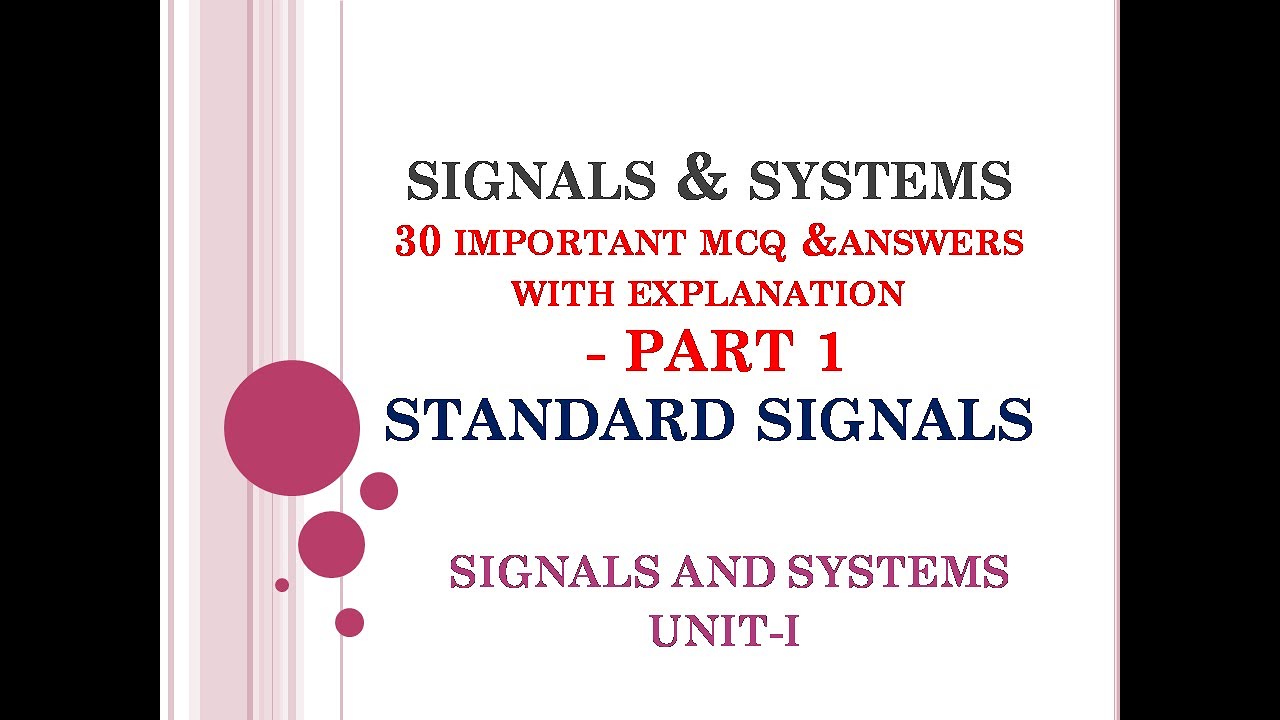 EC8352 MCQ | Signals and systems MCQ |  Standard signals MCQ | Part 1 | EC6303 SS  MCQ