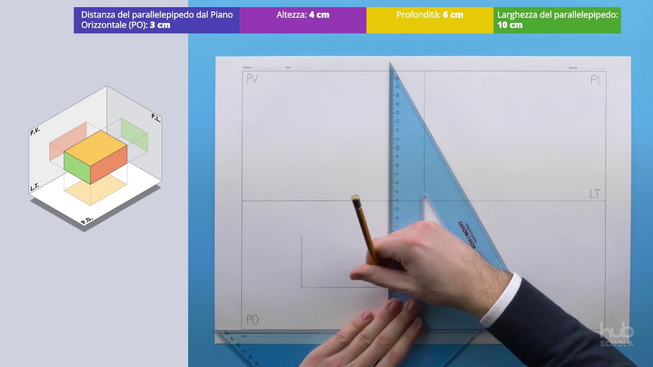 Proiezione ortogonale di un parallelepipedo (con base parallela a PO)