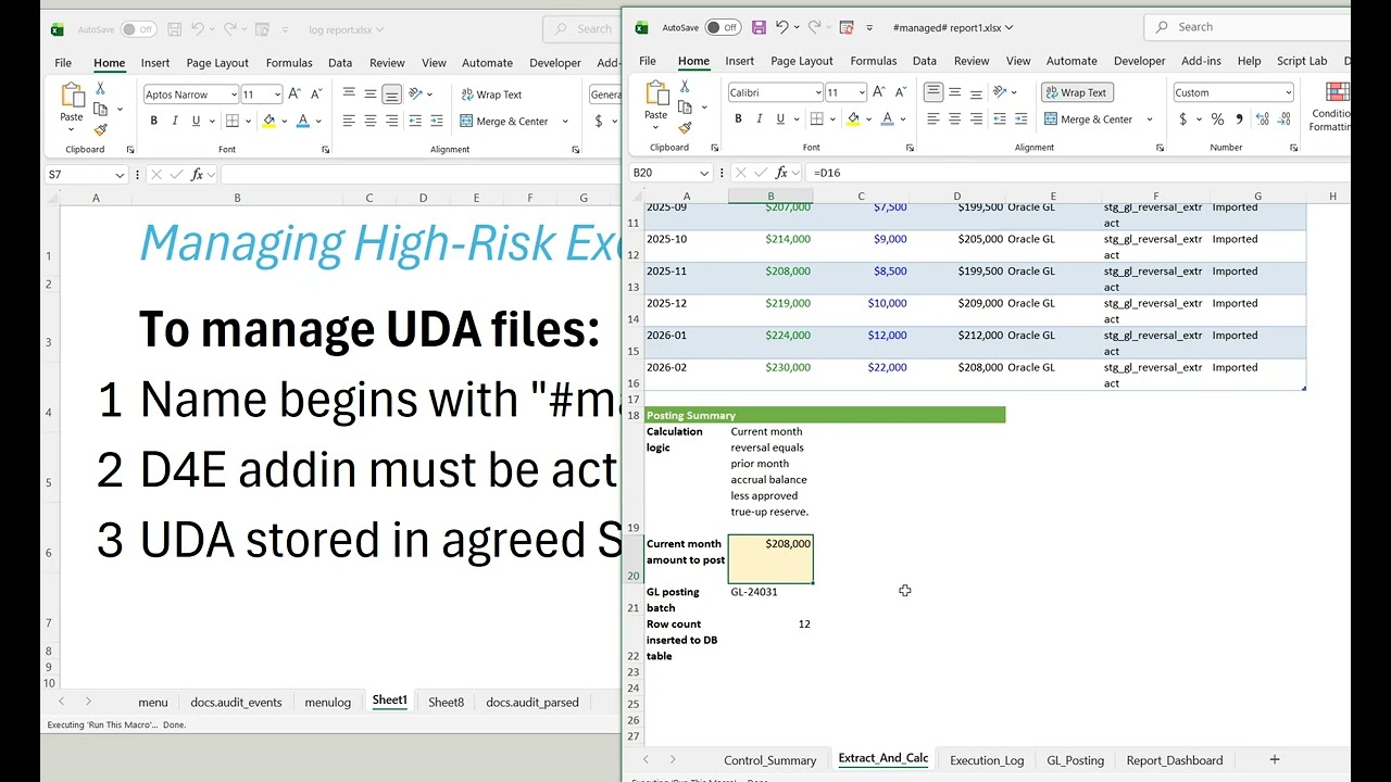 D4E SQL - Governing High-Risk Excel UDAs for GL Posting and CFO Reporting
