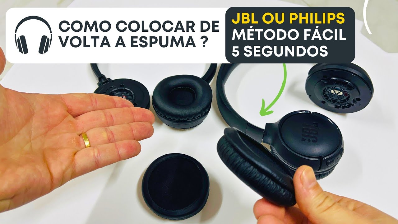 Como Colocar de Volta a Borracha Almofada Espuma Nos Fones de Ouvido JBL ou PHILIPS - Tutorial F&aacute;cil