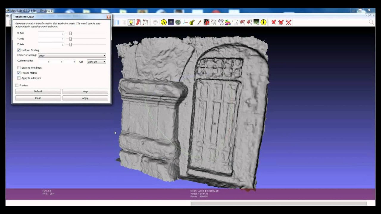 Основы MeshLab: масштабирование до реальных размеров