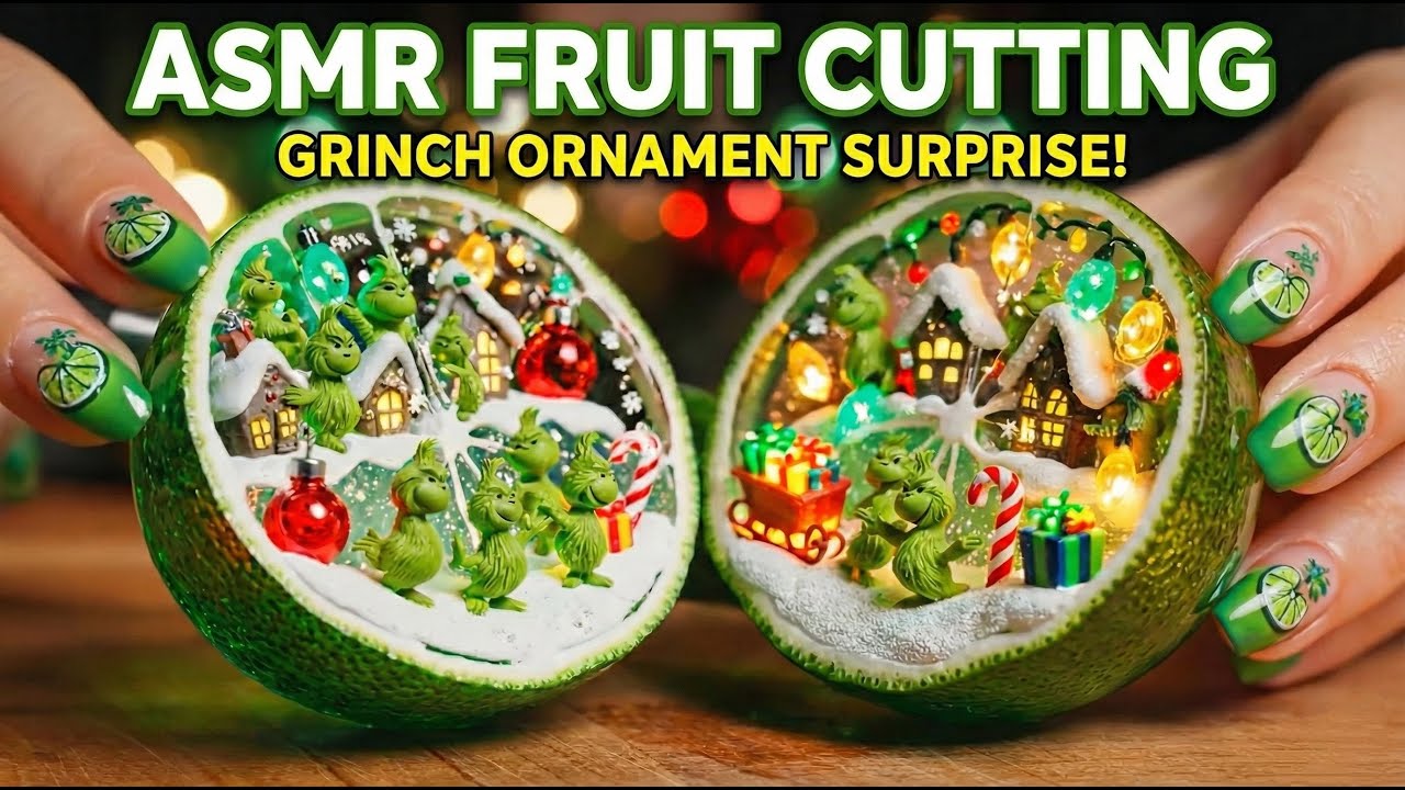 Cutting Glass Fruit Christmas special. #christmas #aiasmr #santa #snowman #christmasmood