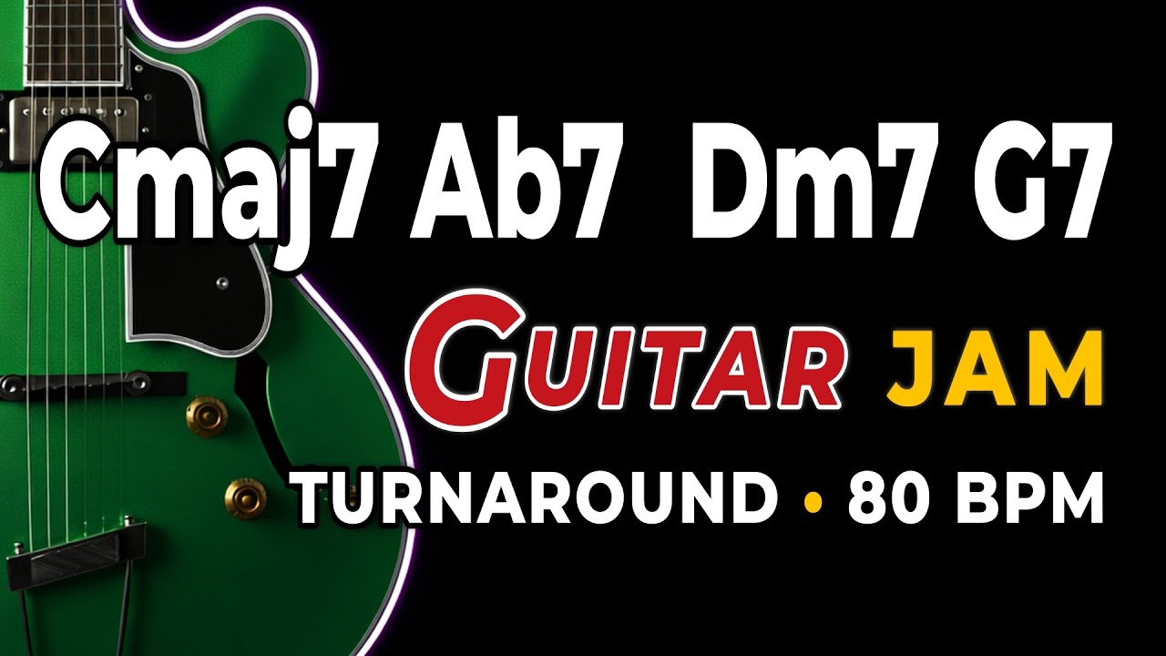 Cmaj7 Ab7 Dm7 G7  Backing Track | 80 BPM | C Major Jam Track | Pop Jazz Guitar Practice