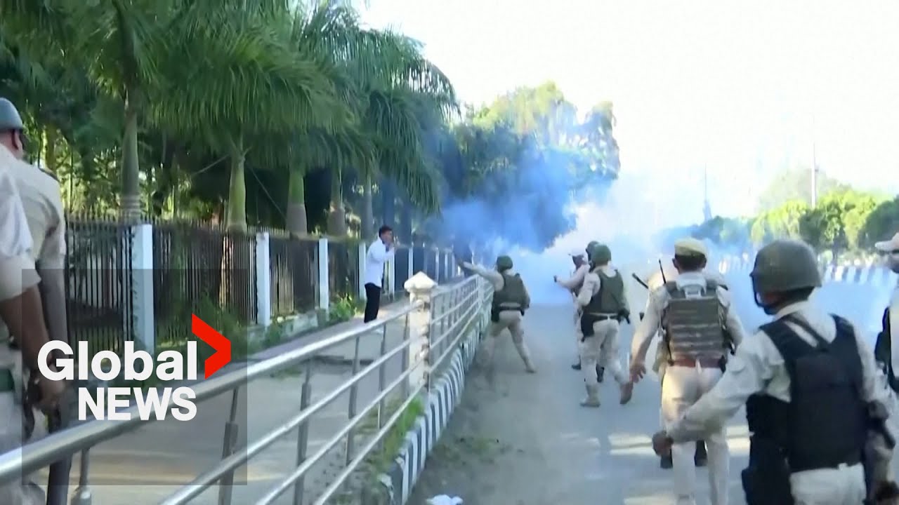 Manipur protests: Indian Security forces fire tear gas at protesters
