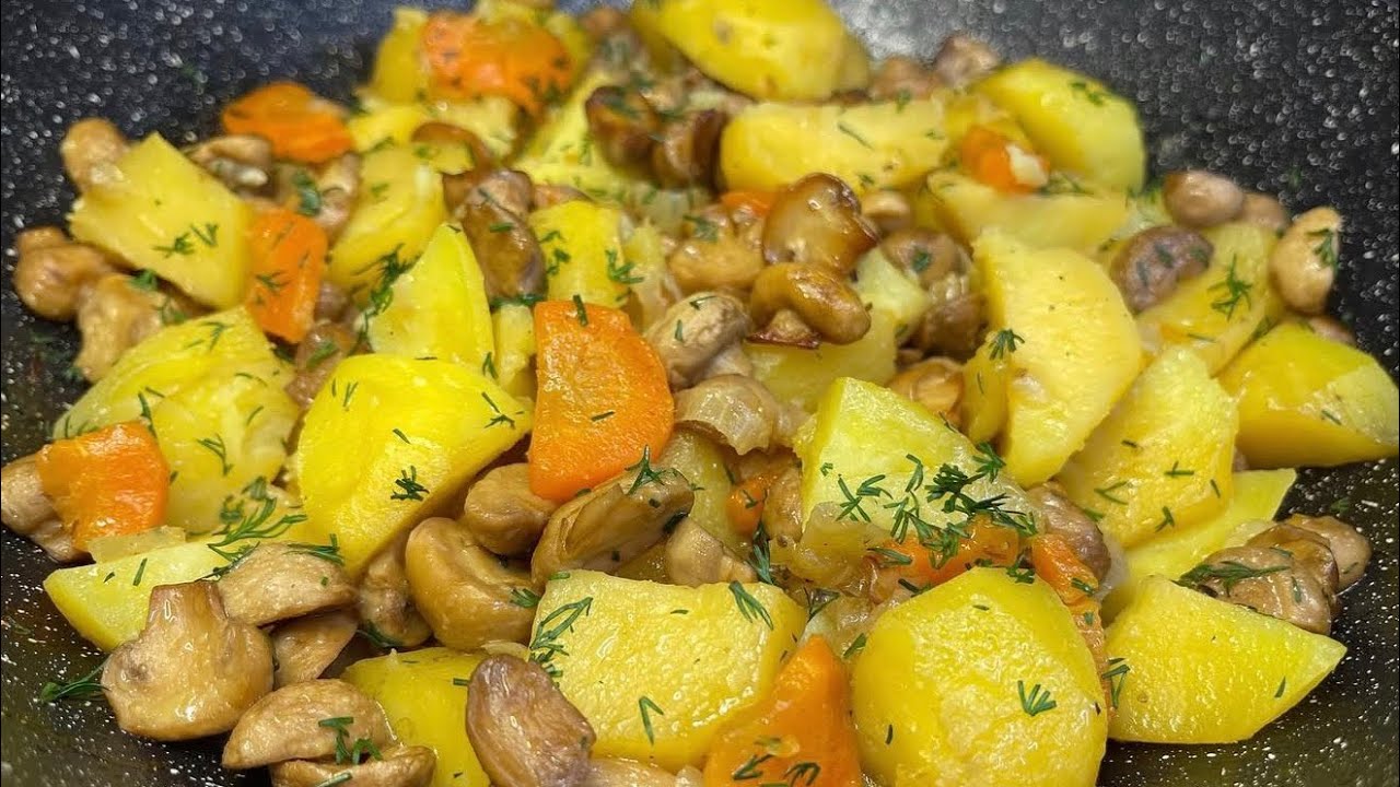 Вкусная Домашняя Еда - Жаркое с Грибами. Постная еда. Очень вкусный ужин. 