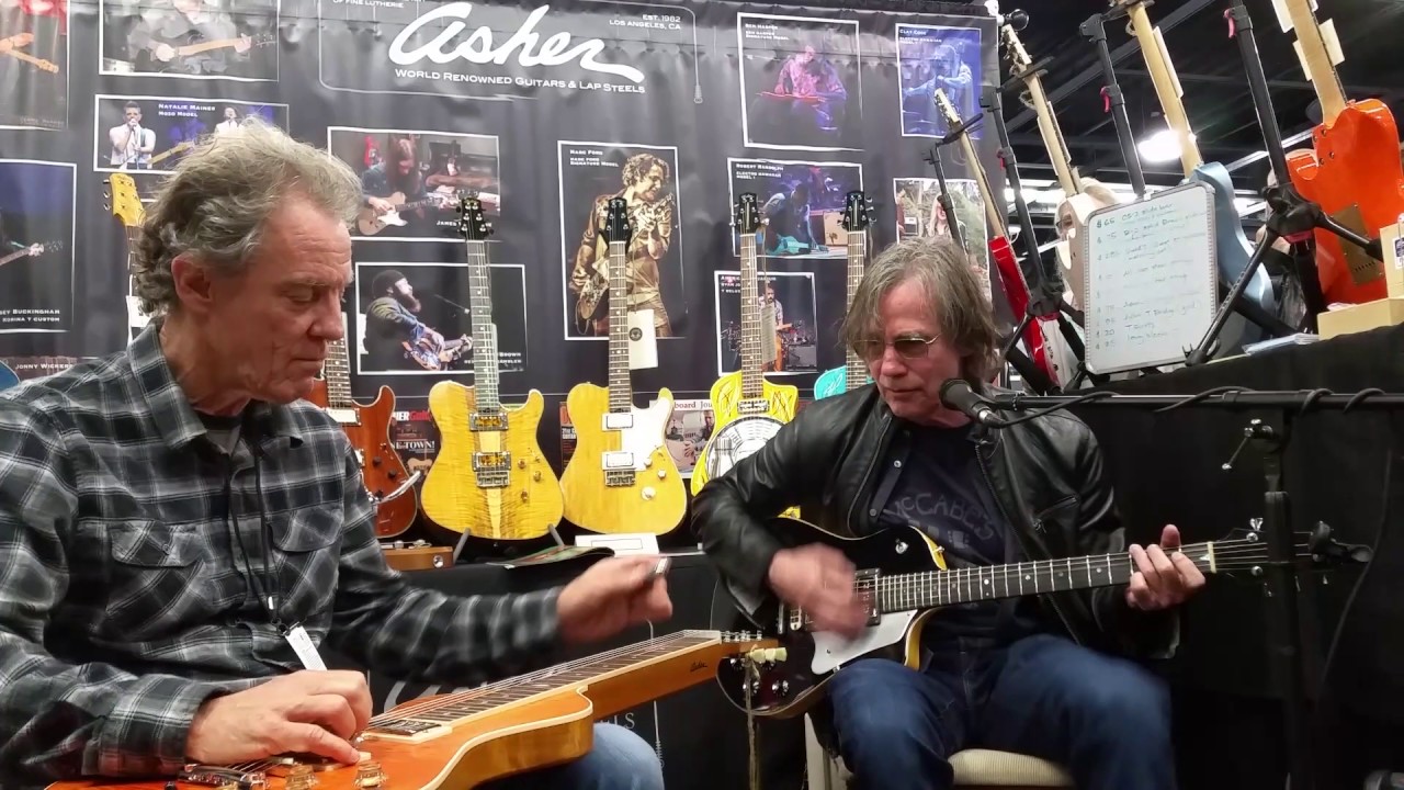 Jackson Browne and Greg Leisz at the Asher booth NAMM 2017 - 