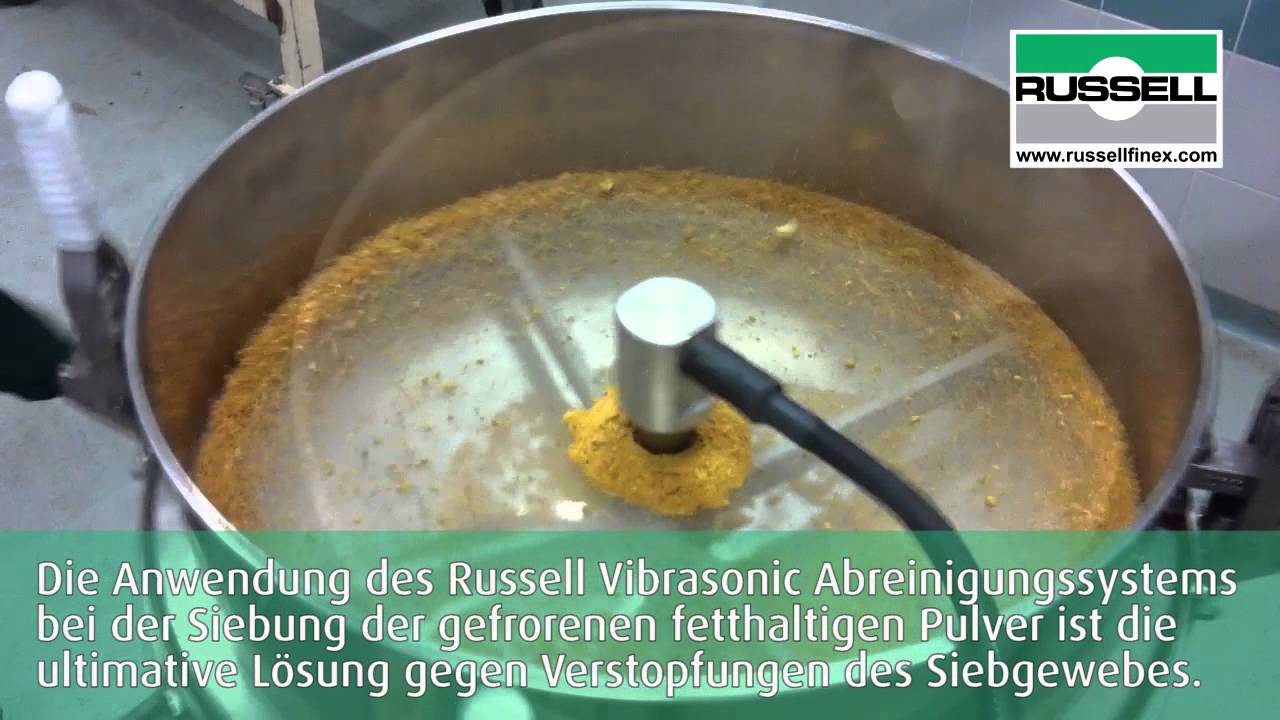 Pistazien- & Rapspulver werden mit Ultraschall gesiebt
