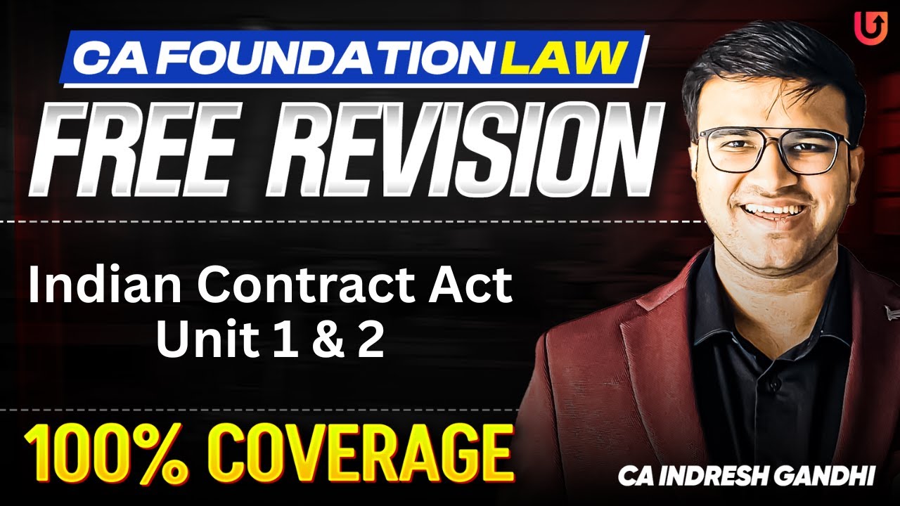 Indian Contract Act Unit 1 2 & 3 one shot Revision CA Foundation law sept 25 | ICAI | Indresh Gandhi