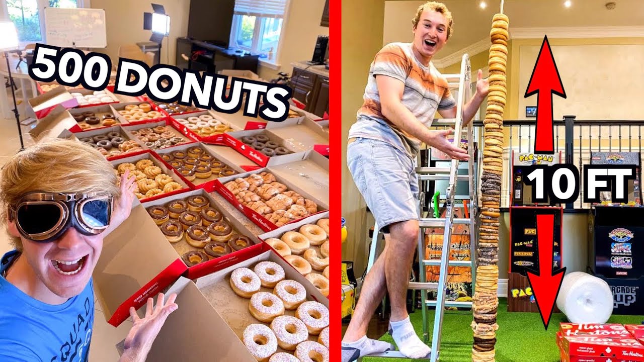 World's TALLEST Donut TOWER! 50,000 Subscriber Celebration!