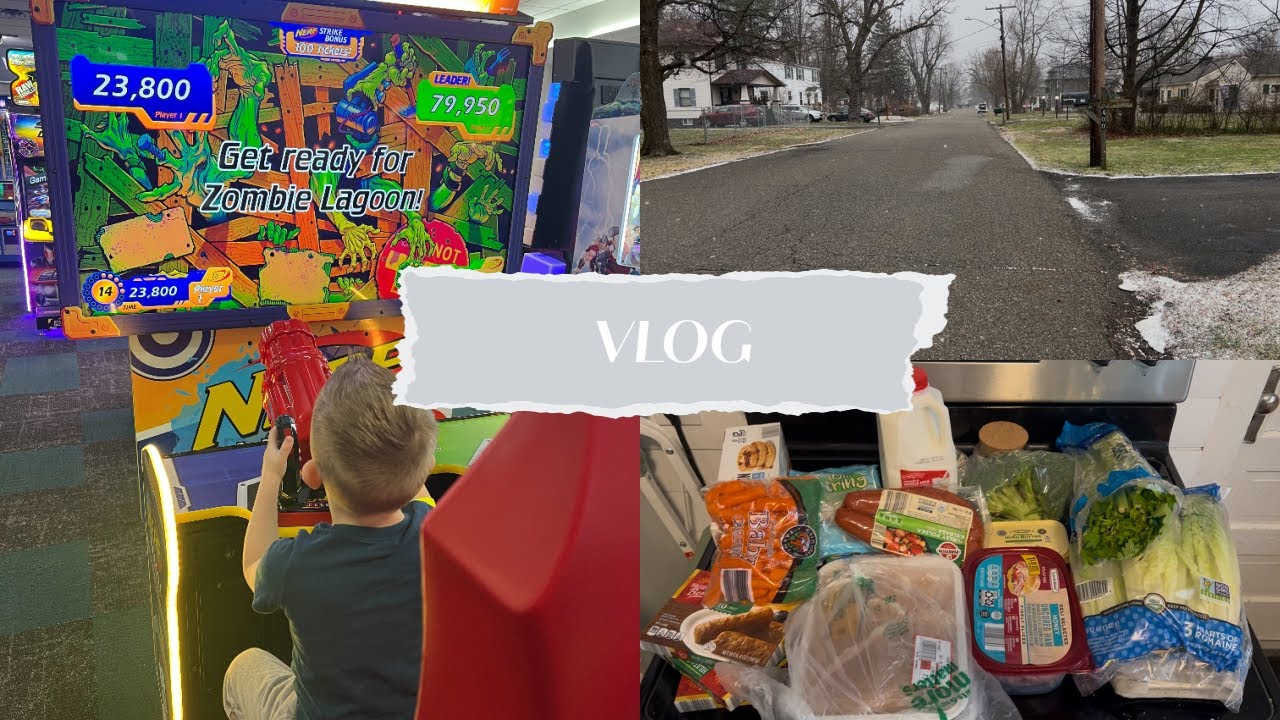 Vlog! Going to Chucky Cheese, grocery haul, and a quick run!