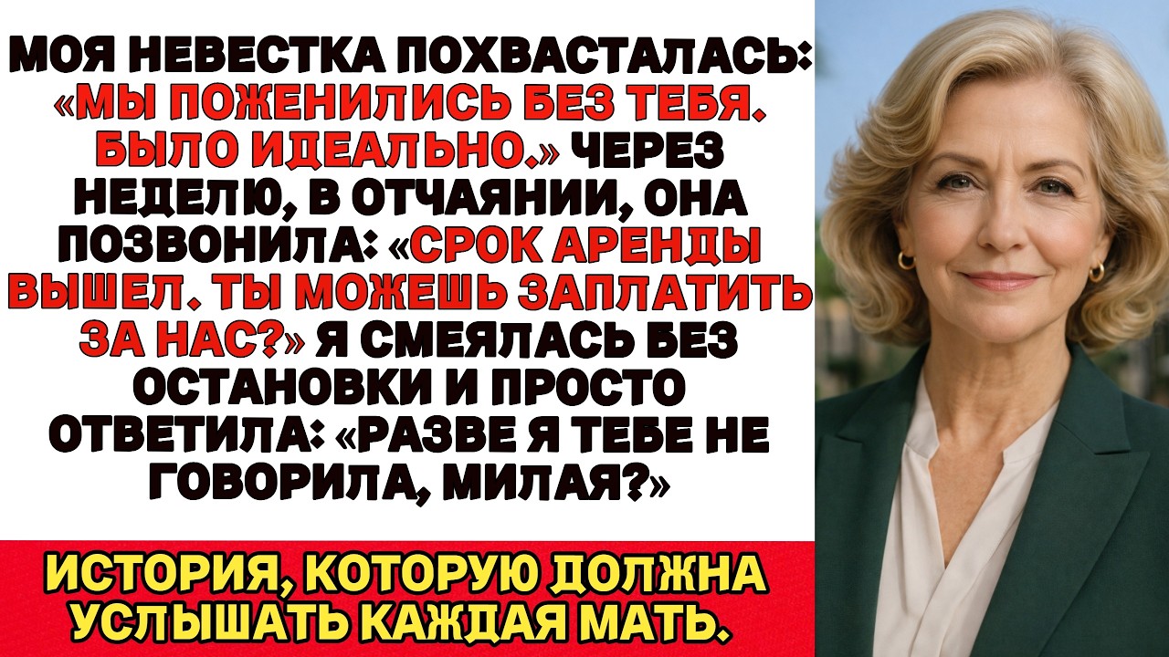 Моя невестка хвасталась:— «Мы поженились без тебя. Так было идеально.» Через неделю, в отчаянии...