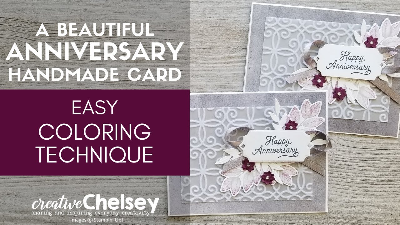A Beautiful ANNIVERSARY Handmade Card with EASY COLORING TECHNIQUE | Forever Ferns Set- Stampin' Up!