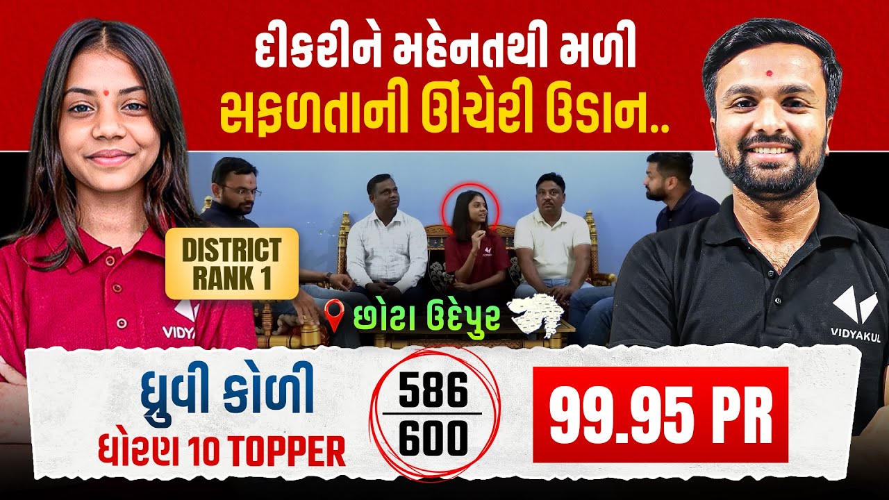 Std 10 Vidyakul Topper Koli Dhruvi - 99.95 PR | Gujarat Topper Interview - Vidyakul