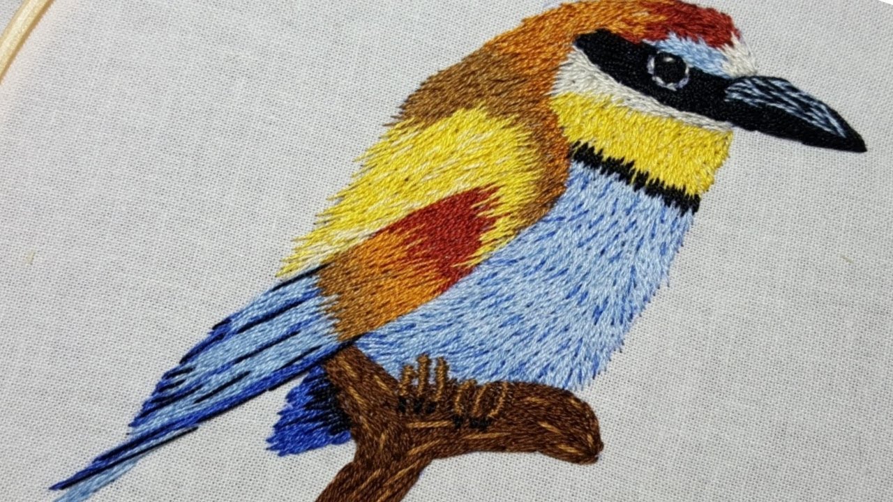 Hand Embroidery - Long and Short stitch | Silk Shading - Bird Part 2
