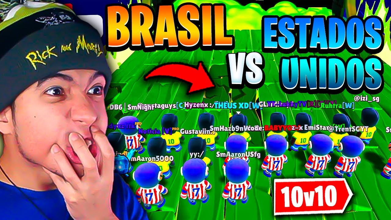 10v10 😱 BRASIL VS EUA VALENDO 10 MIL GEMAS 🔥 NO BLOCK DASH DO BOB ESPONJA