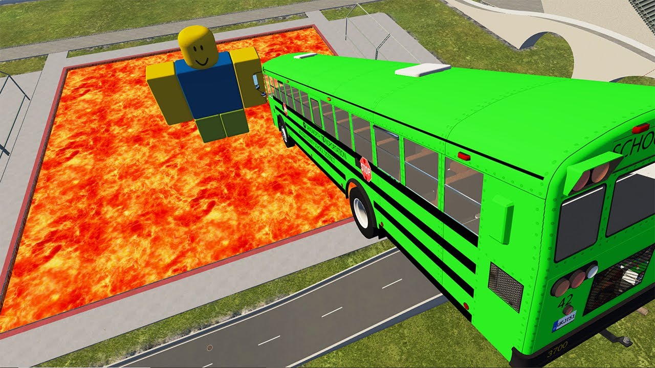 Cars vs Lava Pools Monster Truck, School Bus, Tank #16 – BeamNG.Drive