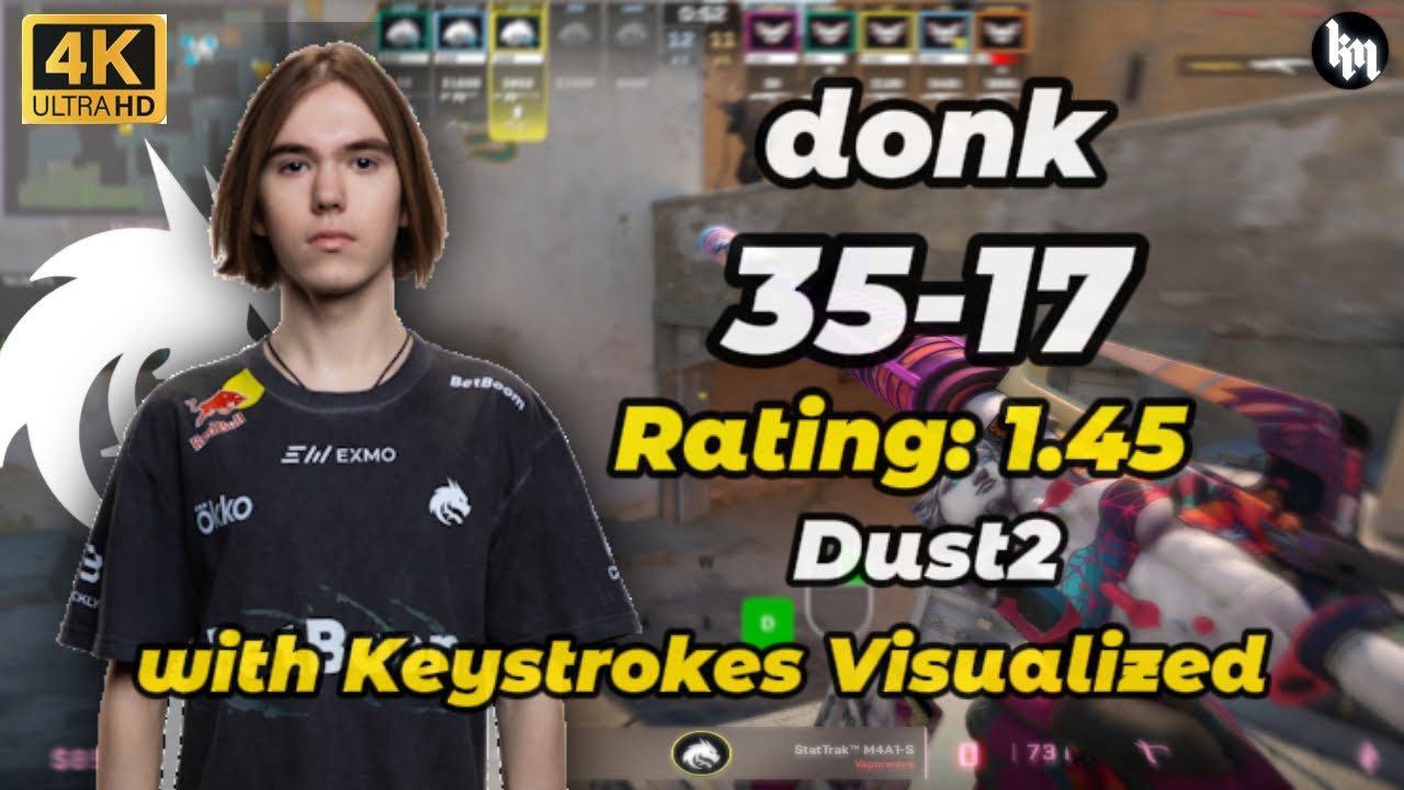 donk (35-17) with Keystrokes Visualized (Dust2) Spirit vs HEROIC | (Ep.15)