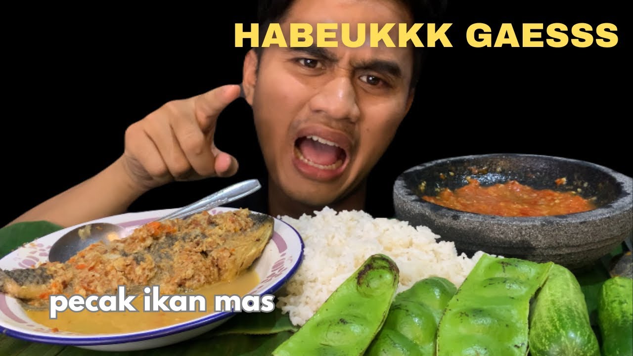 UJAN SEHARIAN || HABEUKKK PECAK IKAN MAS+ PETE+TIMUN+SAMBAL GORENG