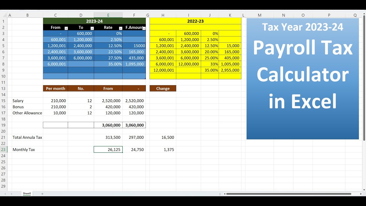 Salary Tax Calculator for the Year 2023 24 Revised Rate