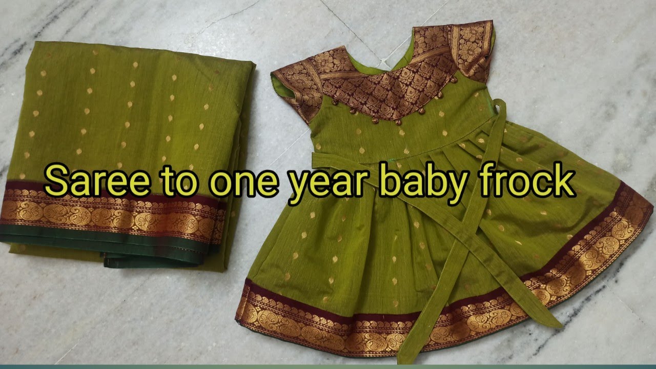 convert pattu saree to one year baby frock, mom and daughter dresses, frock cutting and stitching