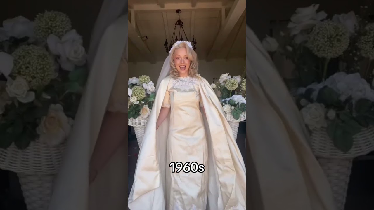 Trying on 100 years of WEDDING DRESSES! 😲 #shorts