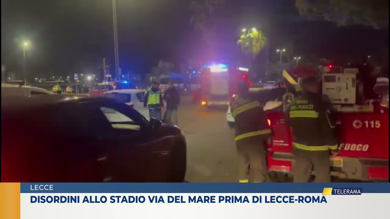 Disordini allo stadio Via del Mare prima di Lecce-Roma