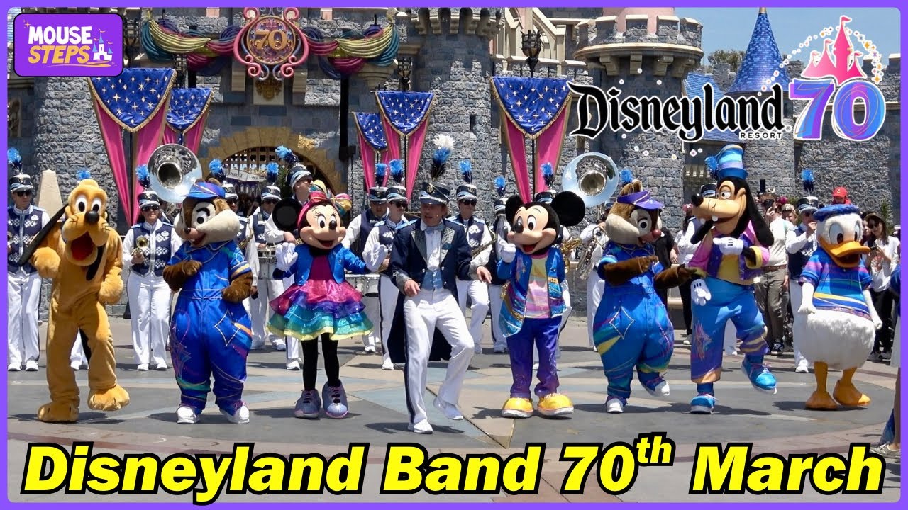Disneyland Band March with Disney Characters From Castle - 70th Anniversary