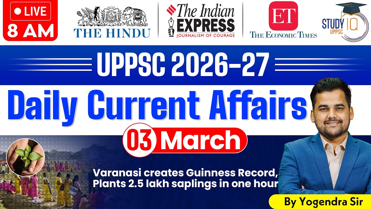 Daily Current Affairs 2026 | Current Affairs Today 03 March Current Affairs for UPPCS & RO/ARO