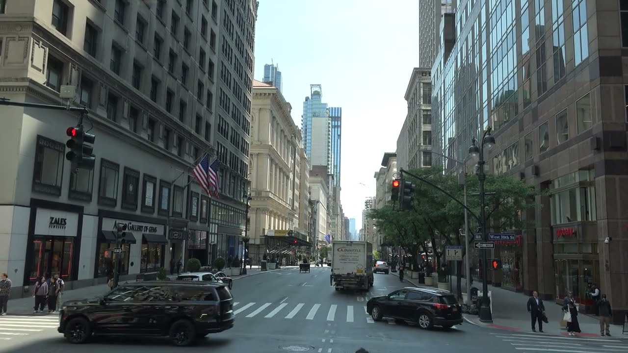 🇺🇸 🗽Bus driver cab ride in New York. Times Square, Flatiron Building to Brooklyn Bridge 4K