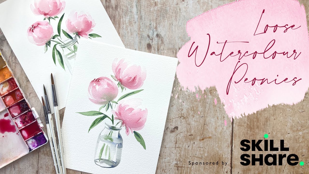 How to Paint Loose Watercolour Peonies