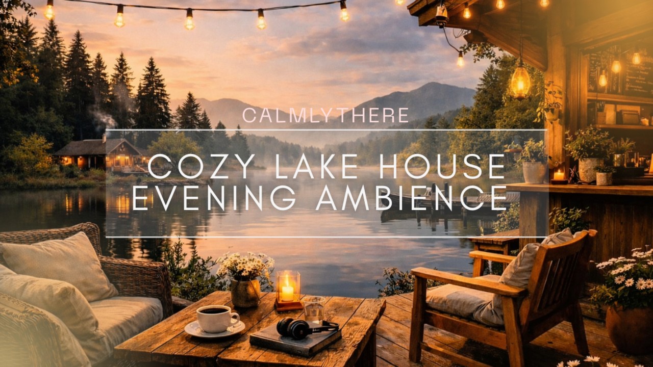 Cozy Lake House Evening Ambience with Soft Jazz | Calm Music for Study & Relaxation (1 Hour)