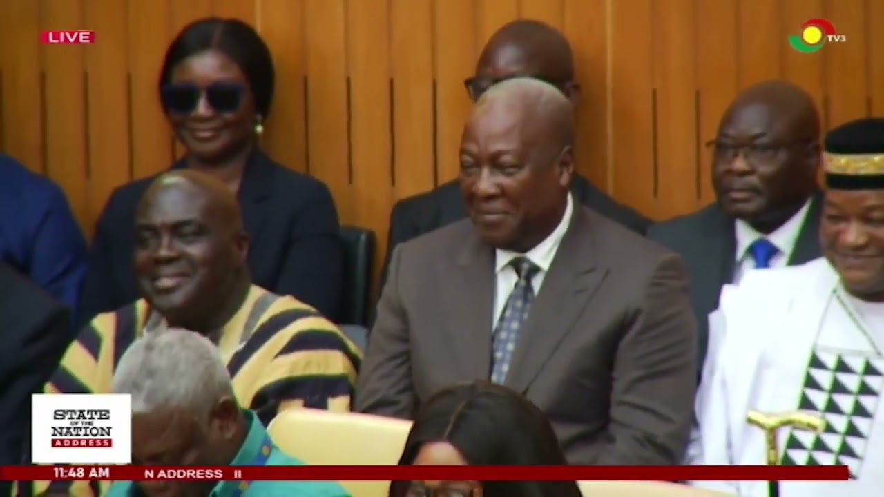 Minority in parliament in uproar after Speaker of Parliament acknowledge presence of John Mahama.