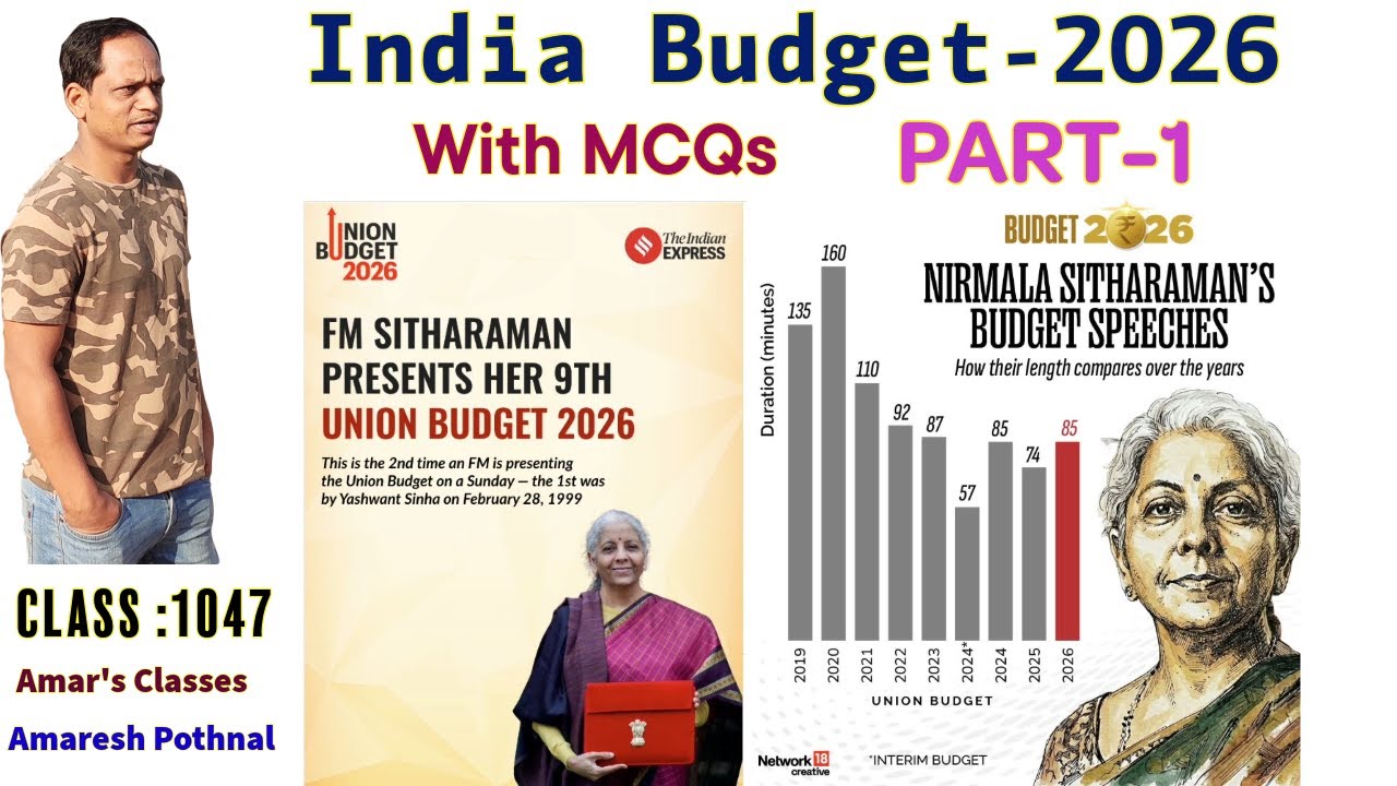 Class 1047 | India Budget 2026 PART-1 | Union Budget 2026 Key Points Amaresh Pothnal Amar Classes