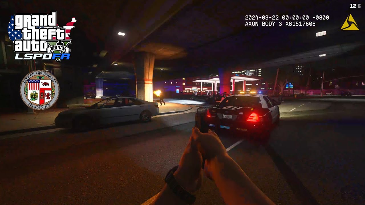 [NO COMMENTARY] GTA V LSPDFR | THE BIGGEST SHOOTOUT OF THE NIGHT IN DOWNTOWN | PANIC BUTTON - LAPD