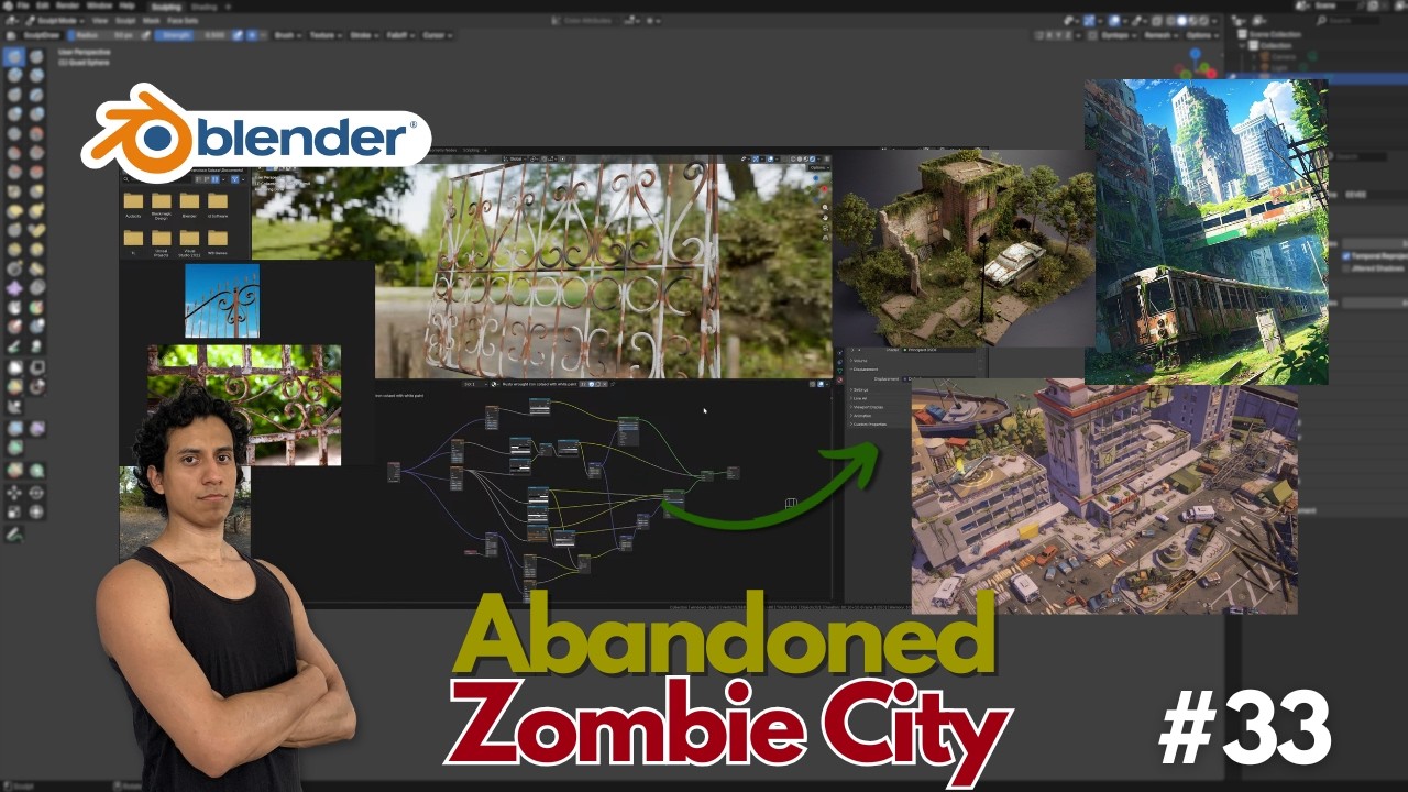 (Day 33) Blender 3D: Abandoned Zombie City - We finished the white rusty iron material