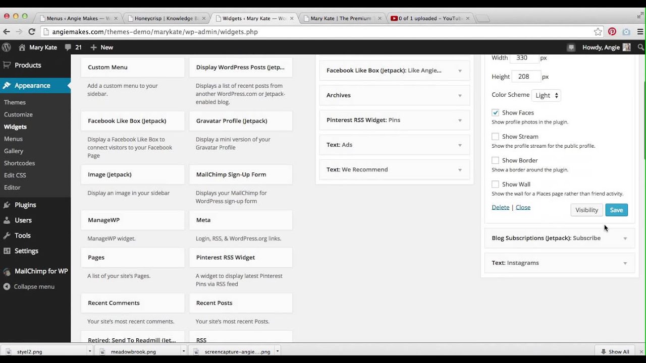 Mary Kate Footer Widgets Angie Makes Wordpress Theme