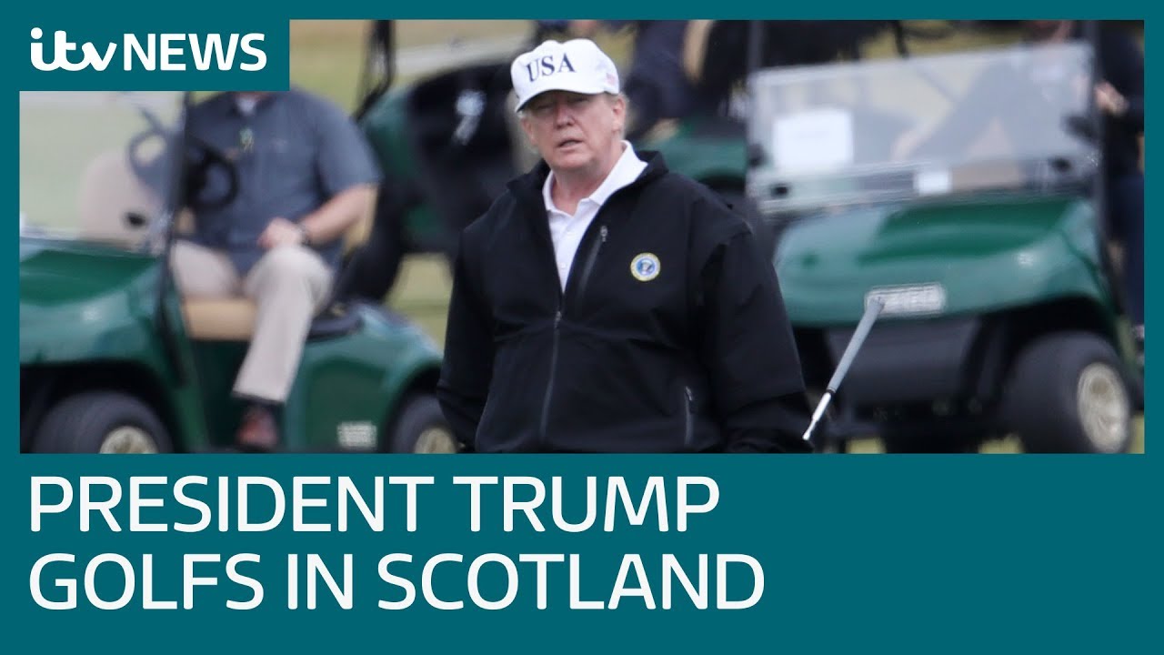 Protests follow Donald Trump to fairways of Scottish golf course | ITV News